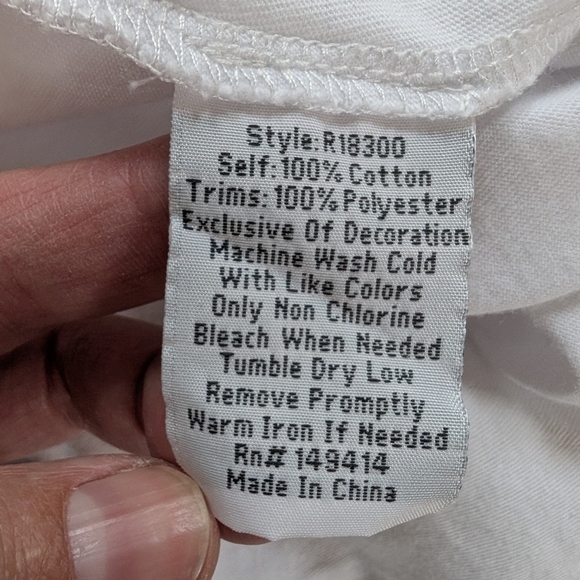 Johnny Was White V-neck Cotton Long Sleeve Top Sz L - Picture 6 of 6